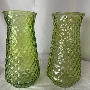 Elegant Green Diamond Pattern Vases
